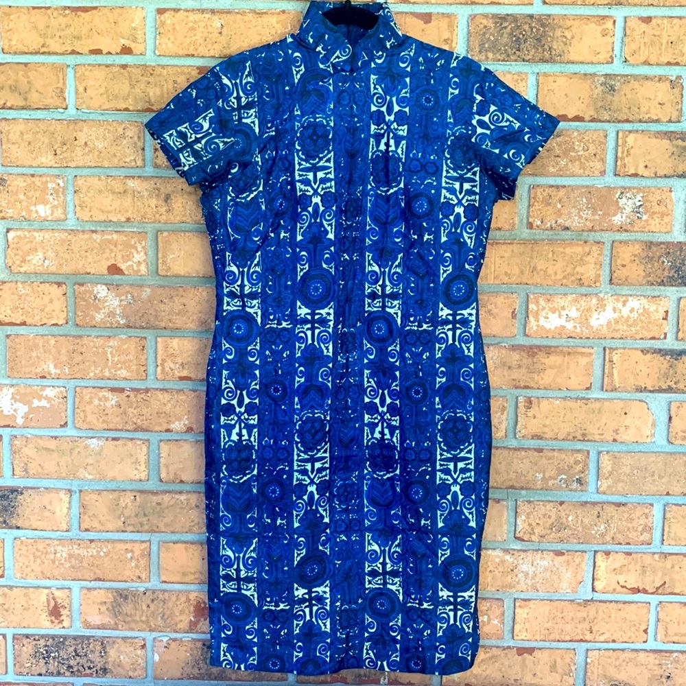 Vintage silk Cheongsam dress size M, Asian Chinese Polynesian retro style 1960’s